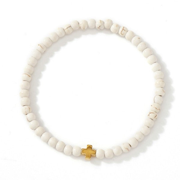Natural Stone Cross Single Bracelet