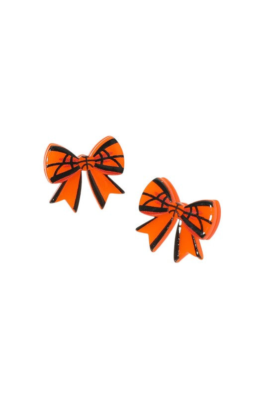Acrylic Sports Bow Stud Earring