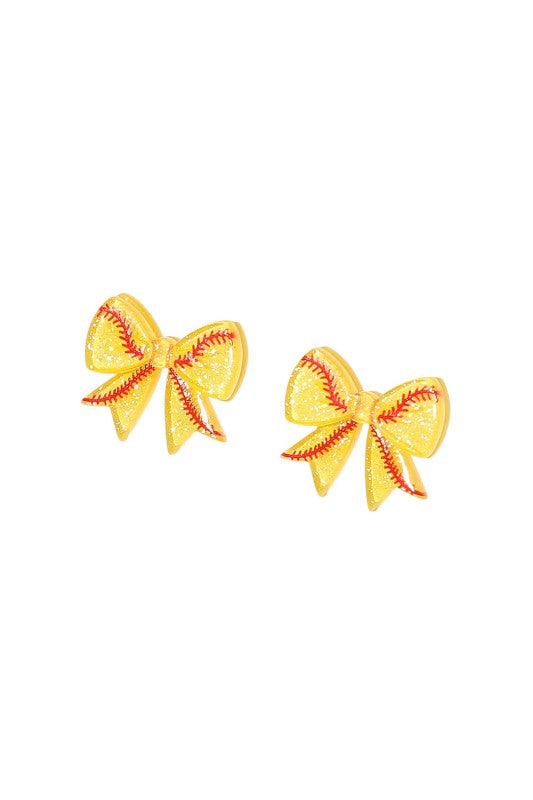 Acrylic Sports Bow Stud Earring