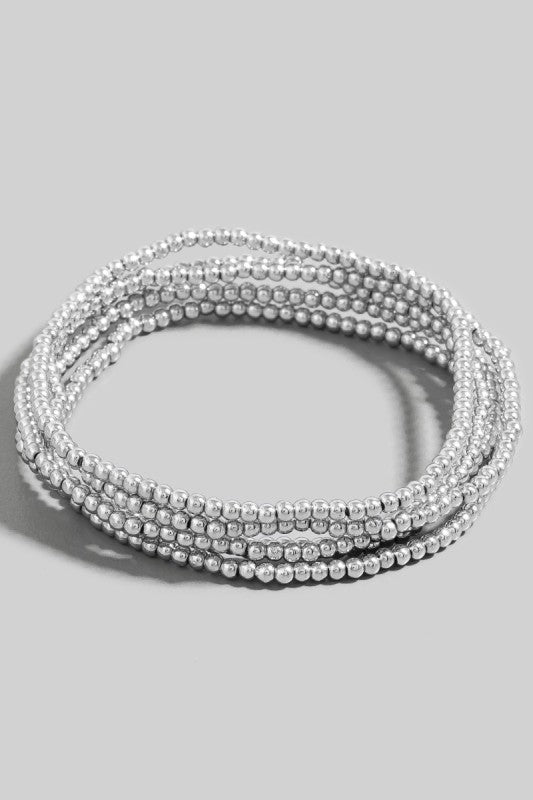 Tiny Gold Ball Bead Bracelet Set