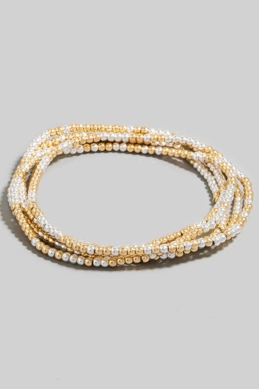 Tiny Gold Ball Bead Bracelet Set