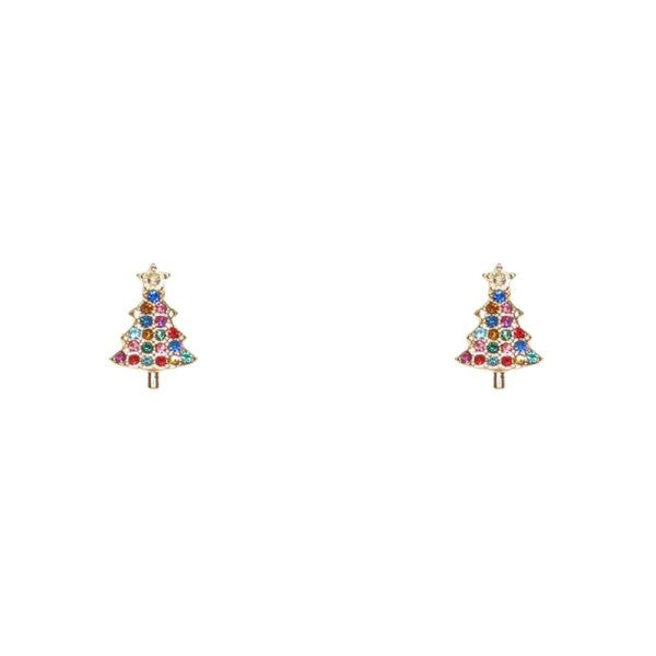 Rhinestone Star Topper Tree Stud Earring