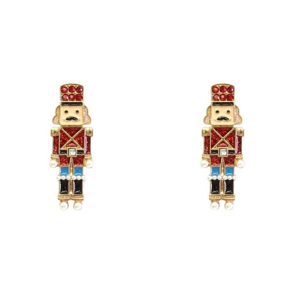 Nutcracker Stud Earring-Red