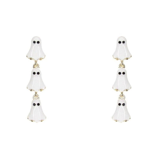 Enamel Triple Ghost Drop Earrings