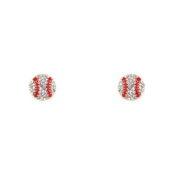 Rhinestone Baseball Stud Earring