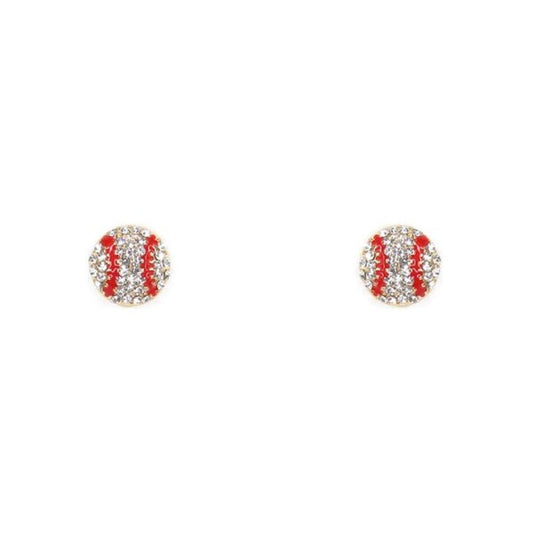Rhinestone Baseball Stud Earring