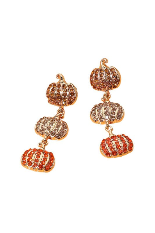 Rhinestone Triple Pumpkin Drop Earring