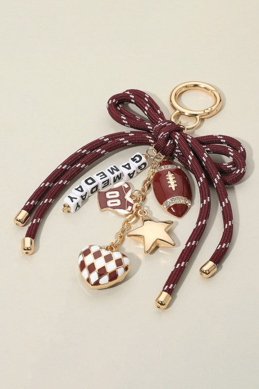 Gameday Beaded Rope Bow Bag Charm