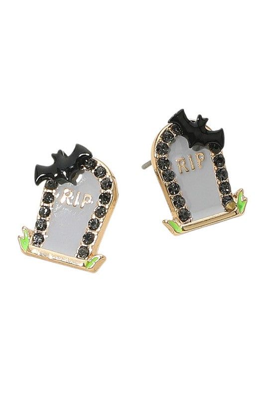 RIP Tombstone Stud Earring