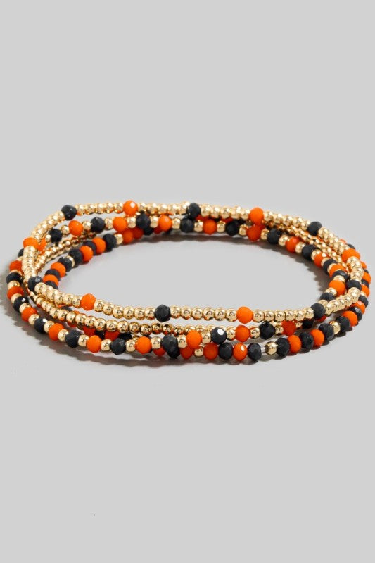 Gameday Mini Gold Ball Beaded Bracelet Set