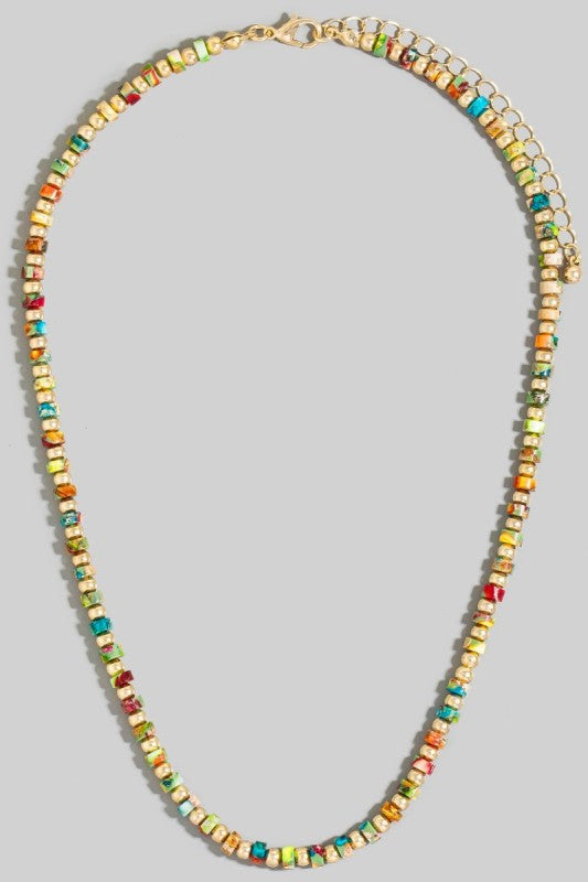 Round & Gold Ball Beaded Necklace