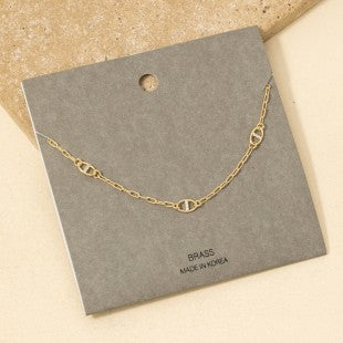 Pave Anchor Link Necklace-Gold