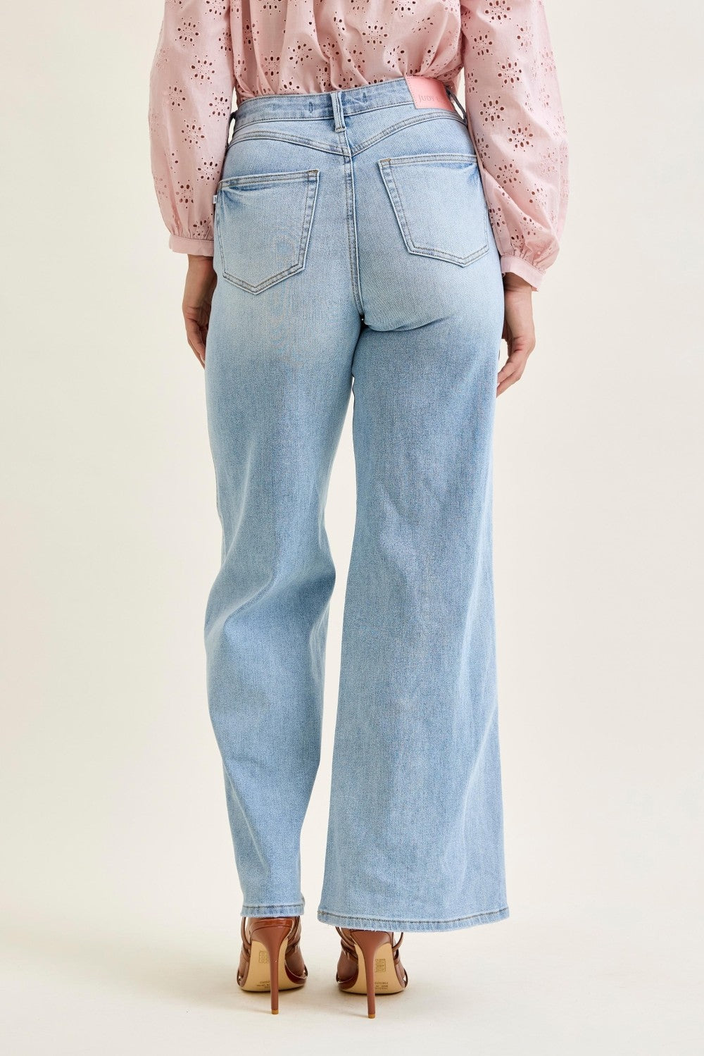 Tummy Control Retro Wide Leg Denim -Light