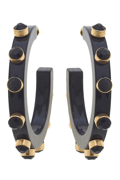 Resin & Rhinestone Hoop Earring