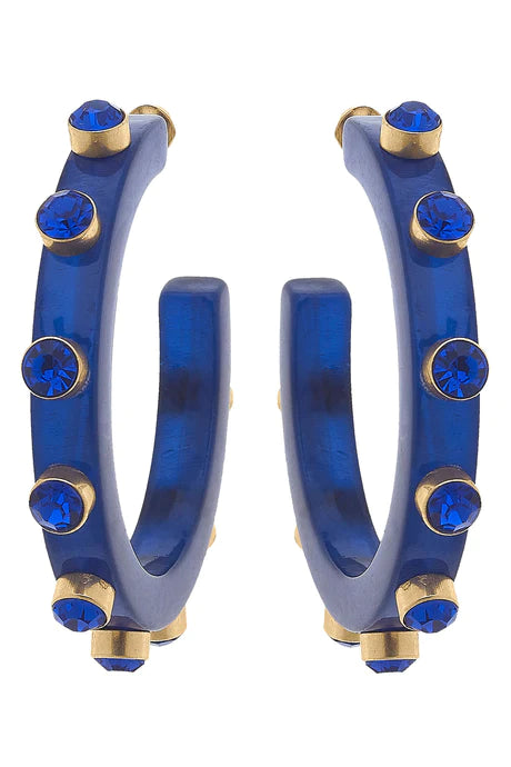 Resin & Rhinestone Hoop Earring