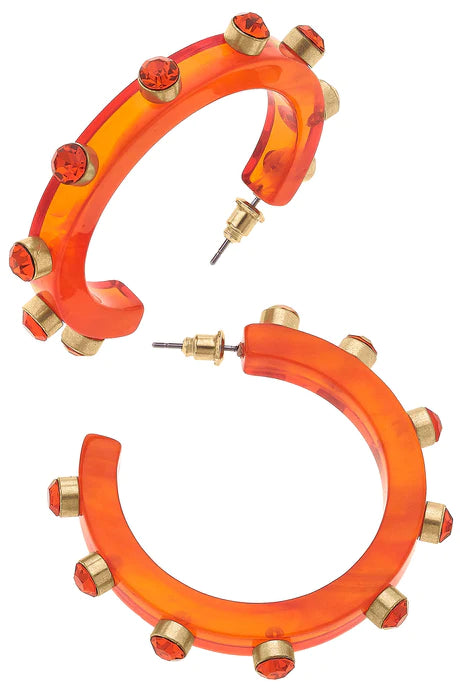 Resin & Rhinestone Hoop Earring