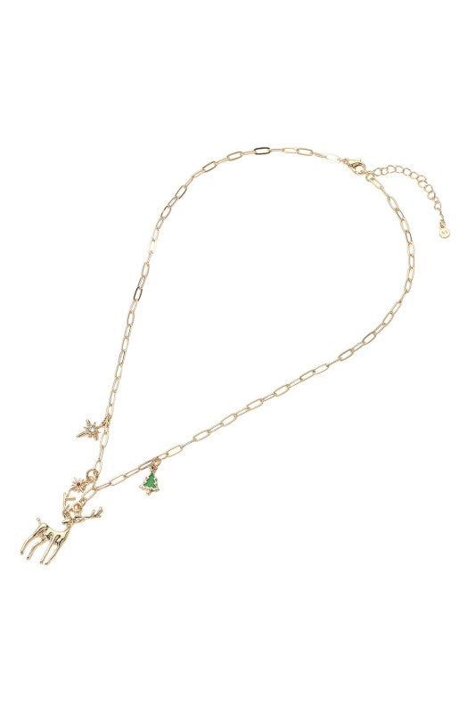 Reindeer Christmas Boxed Charm Necklace