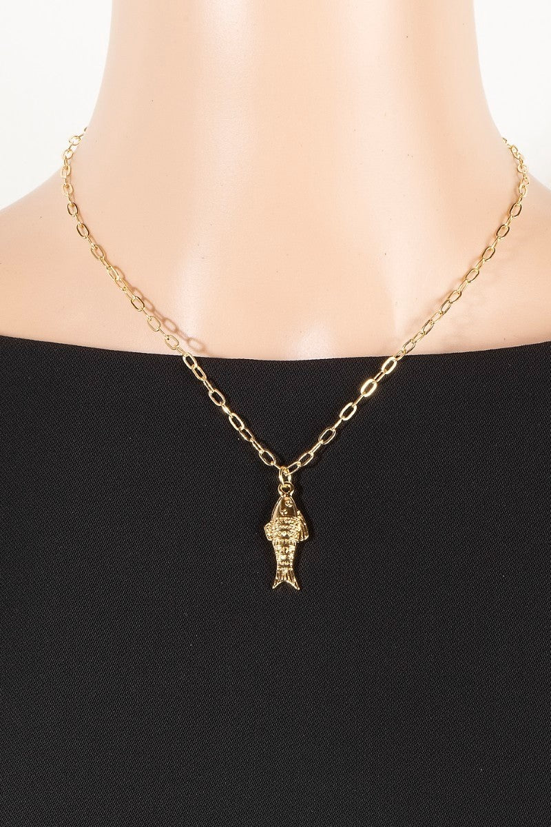 Sealife Fish Chain Necklace-Gold