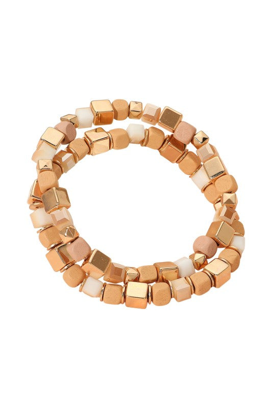 Mixed Cube Bead Bracelet Set