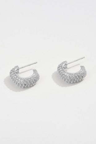 CZ Pave Mini Square Hoop Earring