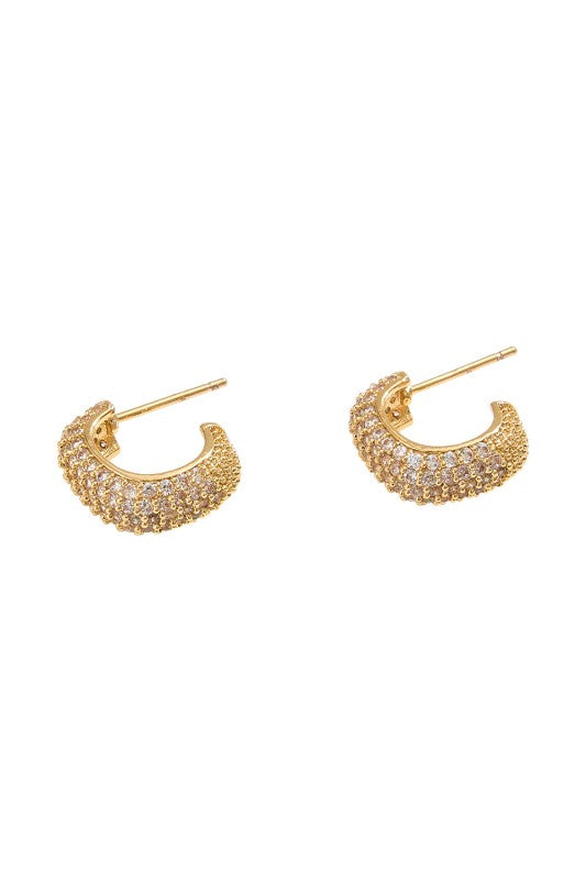CZ Pave Mini Square Hoop Earring