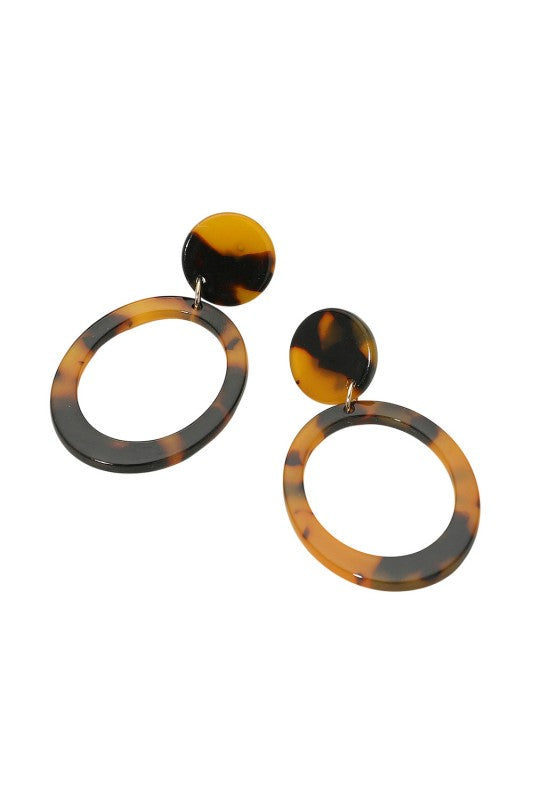 Tortoise Open Oval Earring