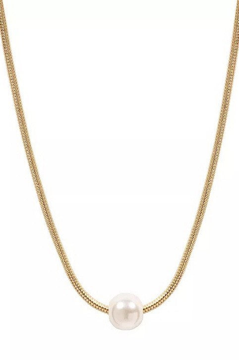 Single Pearl Snake Chain Necklace