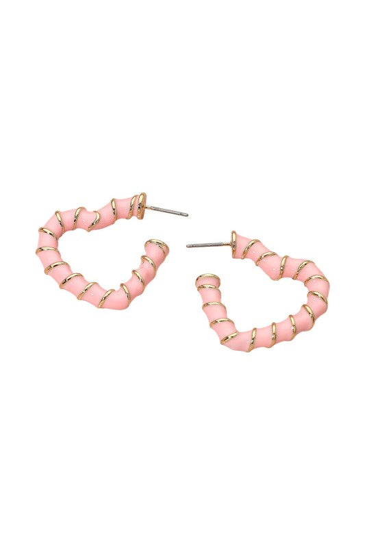 Enamel Twist Heart Hoop Earring