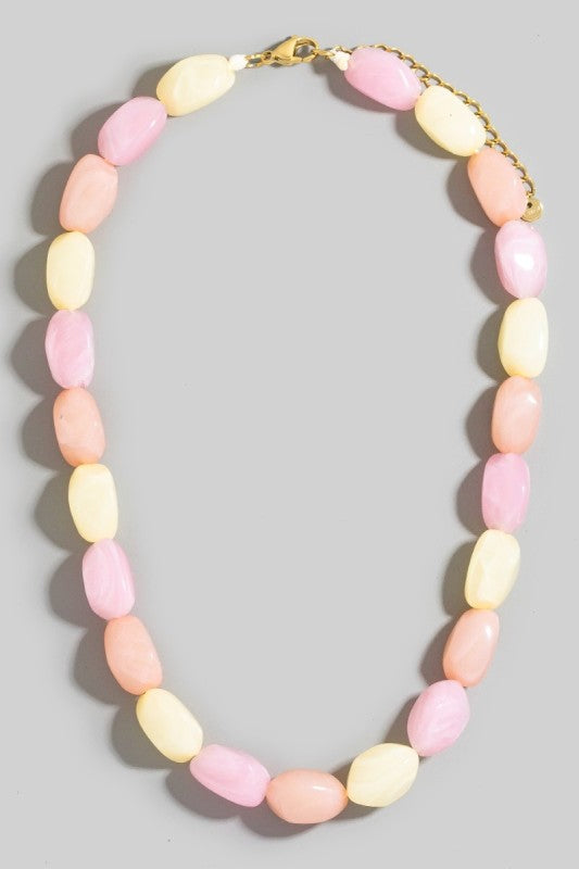 Chunky Resin Pastel Beaded Necklace
