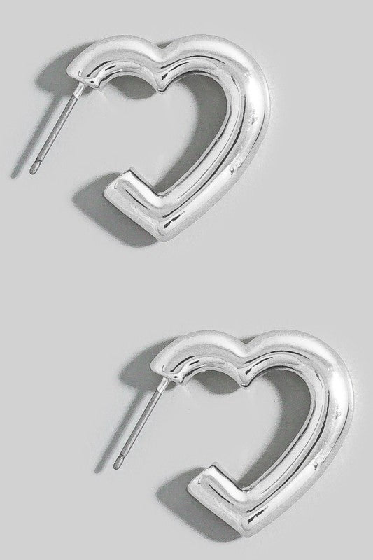 Heart Hoop w/Gold Ball Back Earring