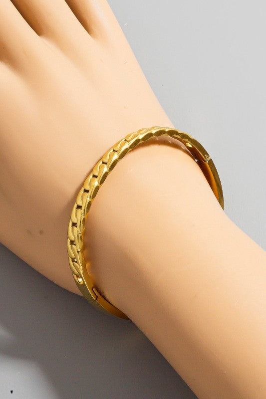 Braided Chain Bangle Bracelet-Gold
