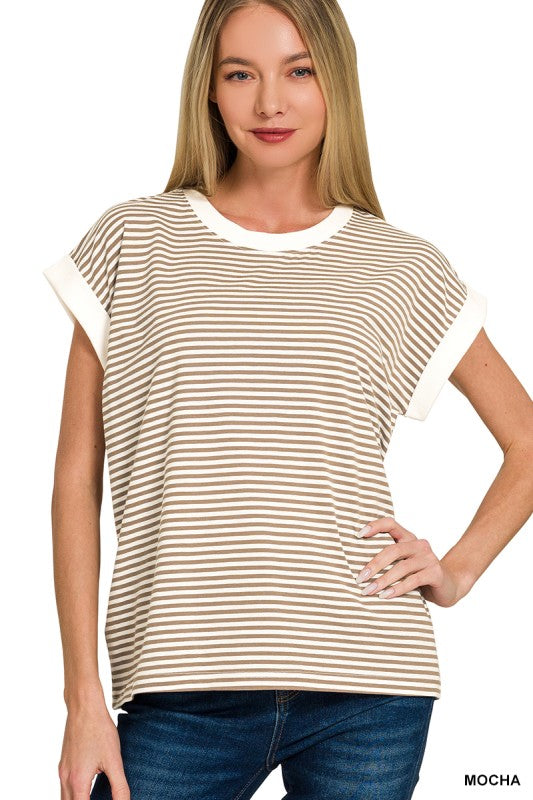 Skinny Stripe Contrast Trim Top