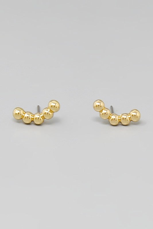 Dotted Metal Crawler Stud Earring-Gold