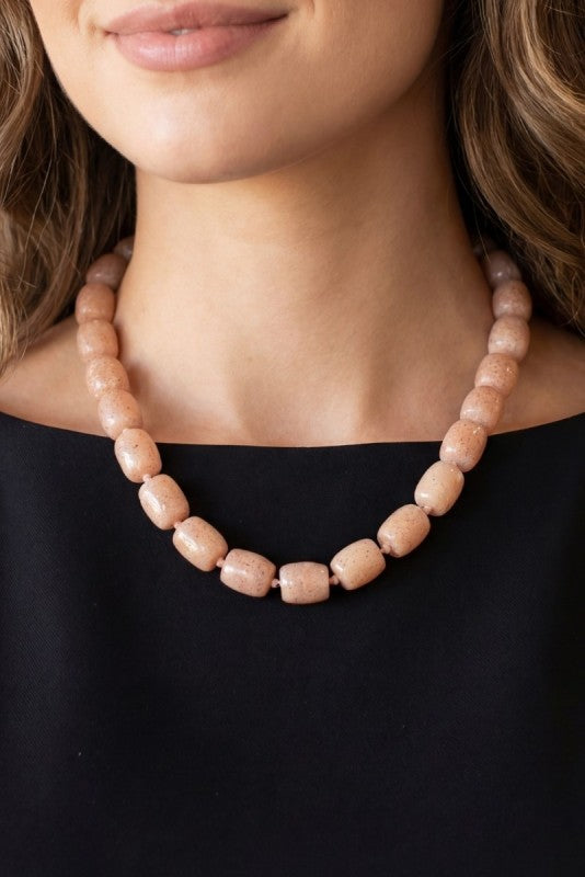Faceted Marbled Resin Bead Necklace