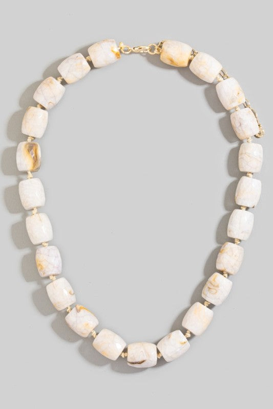 Faceted Marbled Resin Bead Necklace