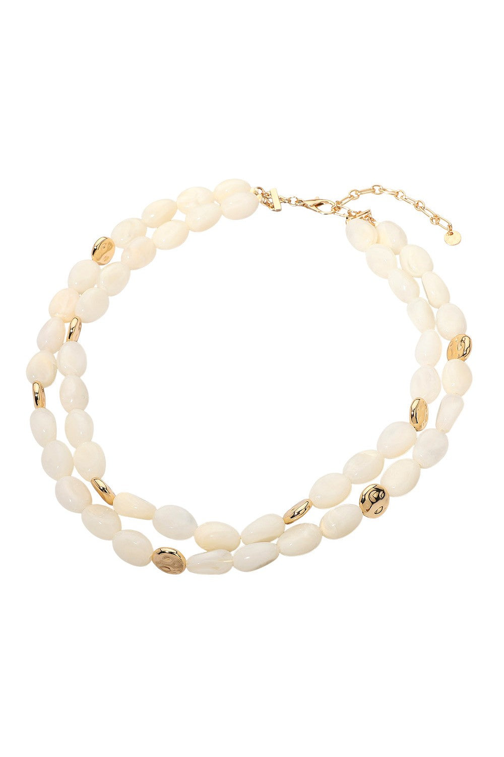 Pebble Oval Resin Bead Layered Necklace