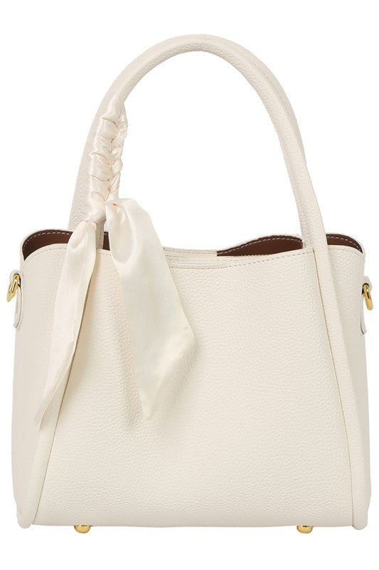 Top Handle Handbag With Scarf Accessory