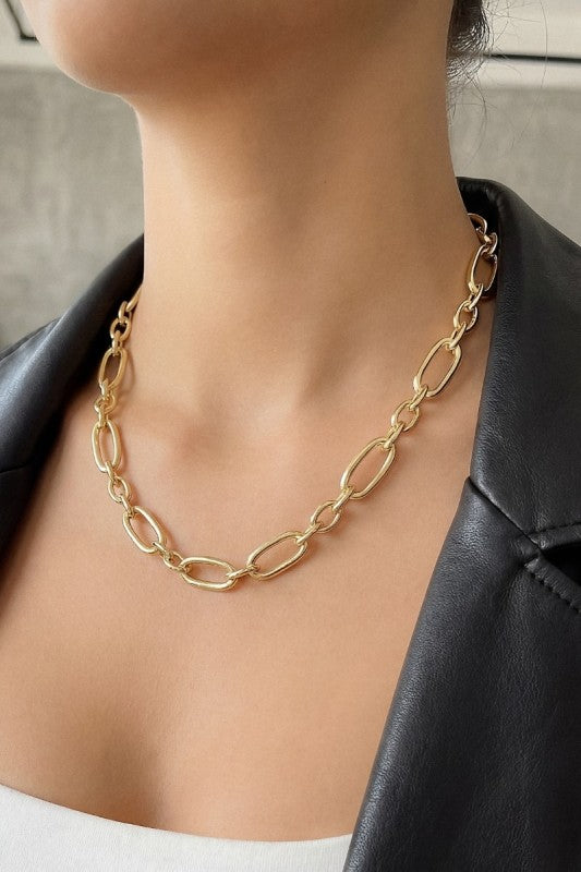 Gold Oval Link Chain Necklace