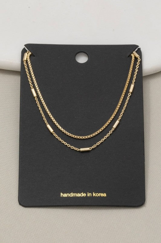 Dainty Layered Bar Chain Necklace