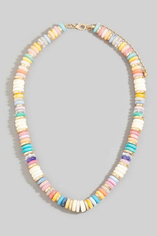 Pastel Chunky Disc Beaded Necklace