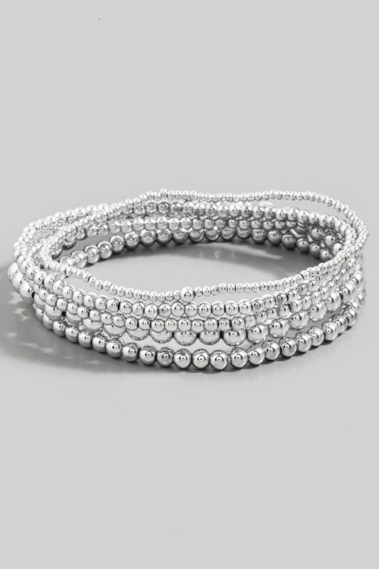 Metallic Mixed Beaded Bracelet Set