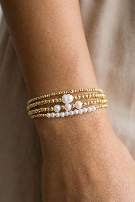 Mixed Pearl Ball Bead Bracelet Set