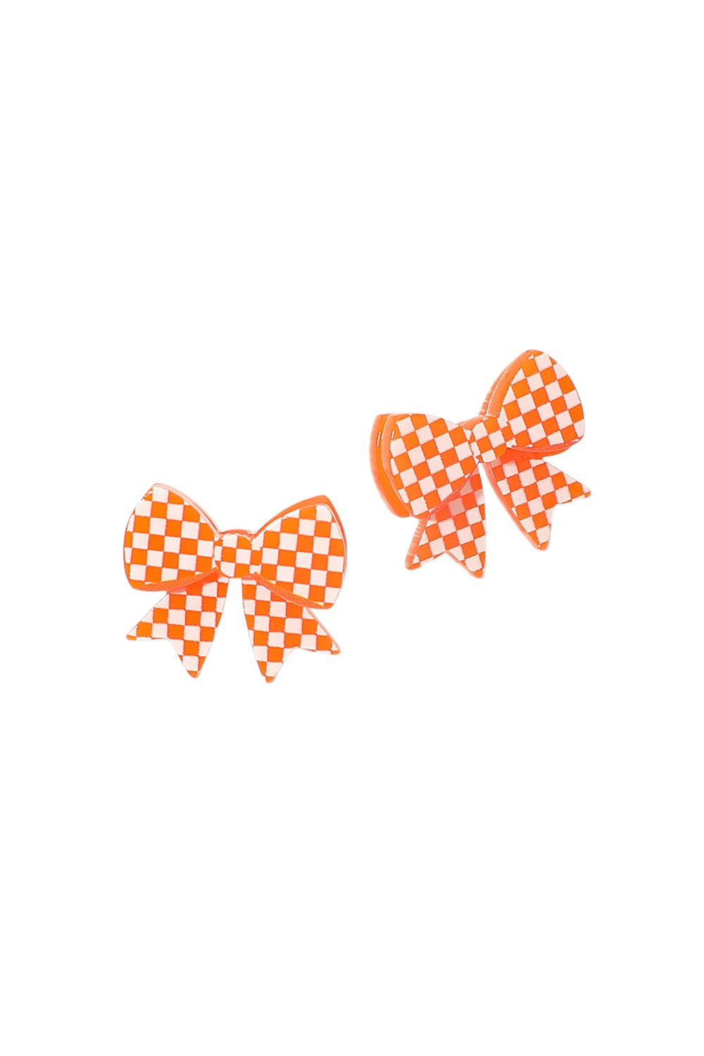 Acrylic Checkered Bow Stud Earring