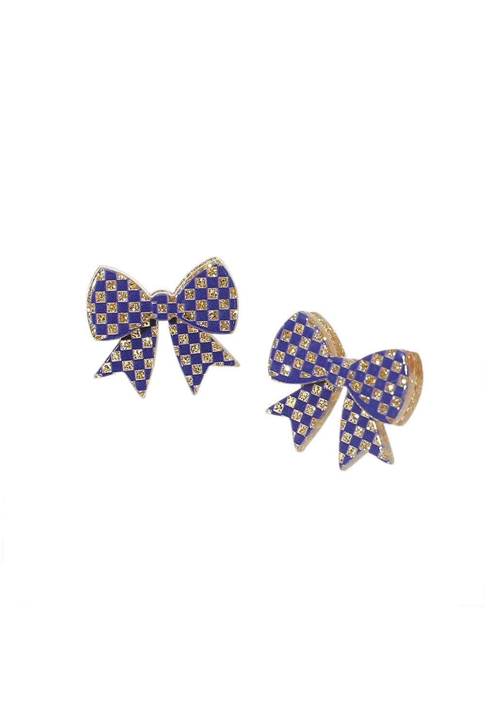 Acrylic Checkered Bow Stud Earring