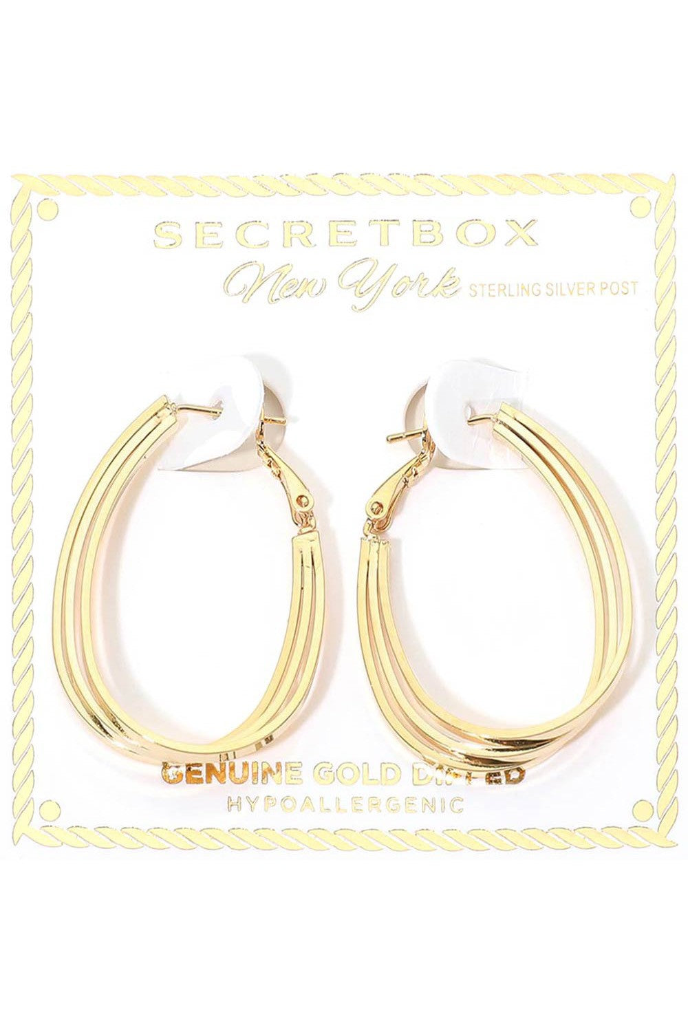 Triple Teardrop Hoop Omega Earring-Gold