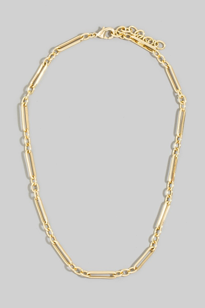 Gold Paper Clip Link Chain Necklace