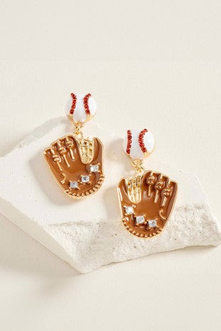 Enamel Baseball Charm Drop Earring