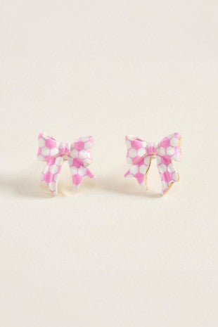 Enamel Sport Bow Stud Earring