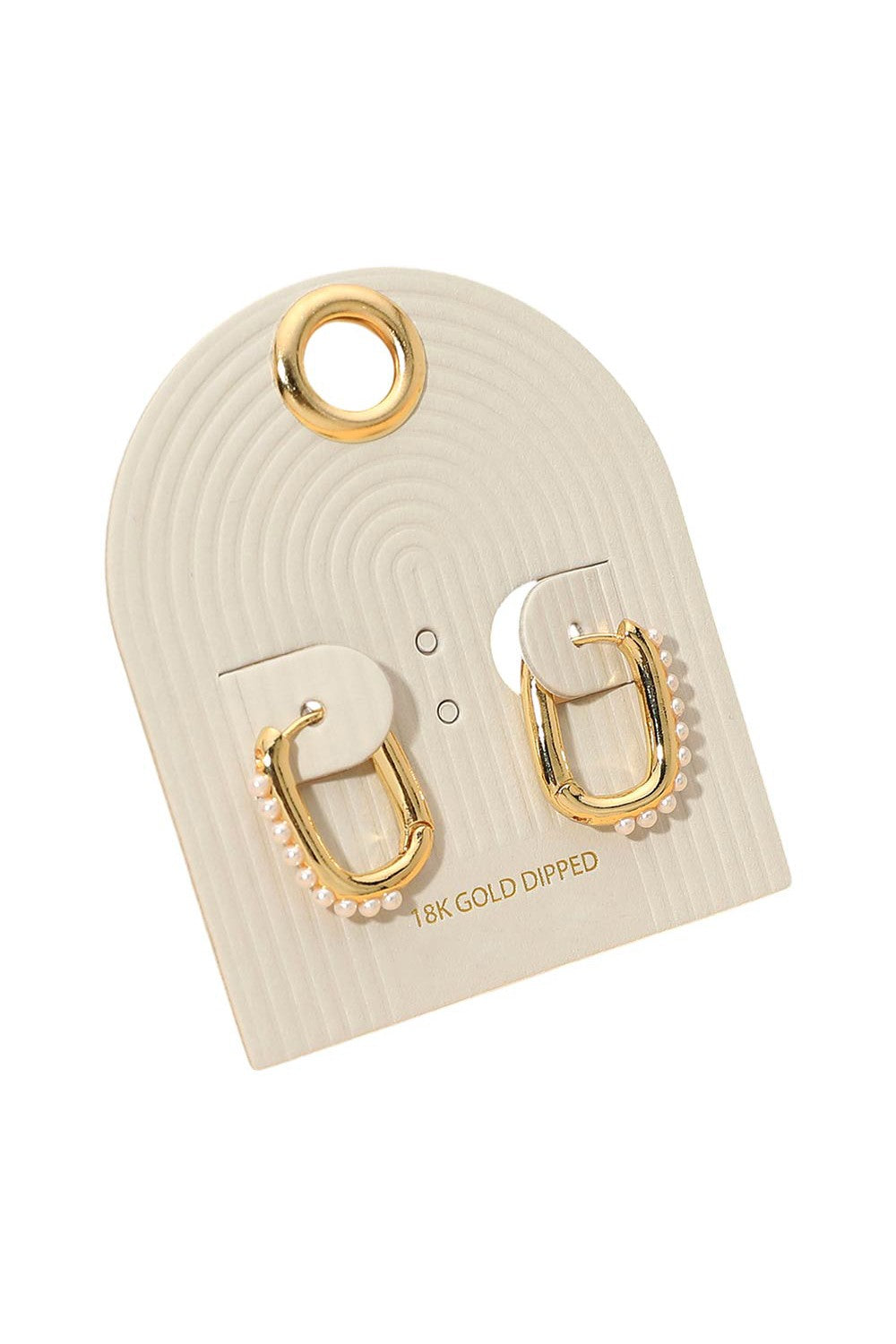 Pearl Studded Rectangle Hoop Earring