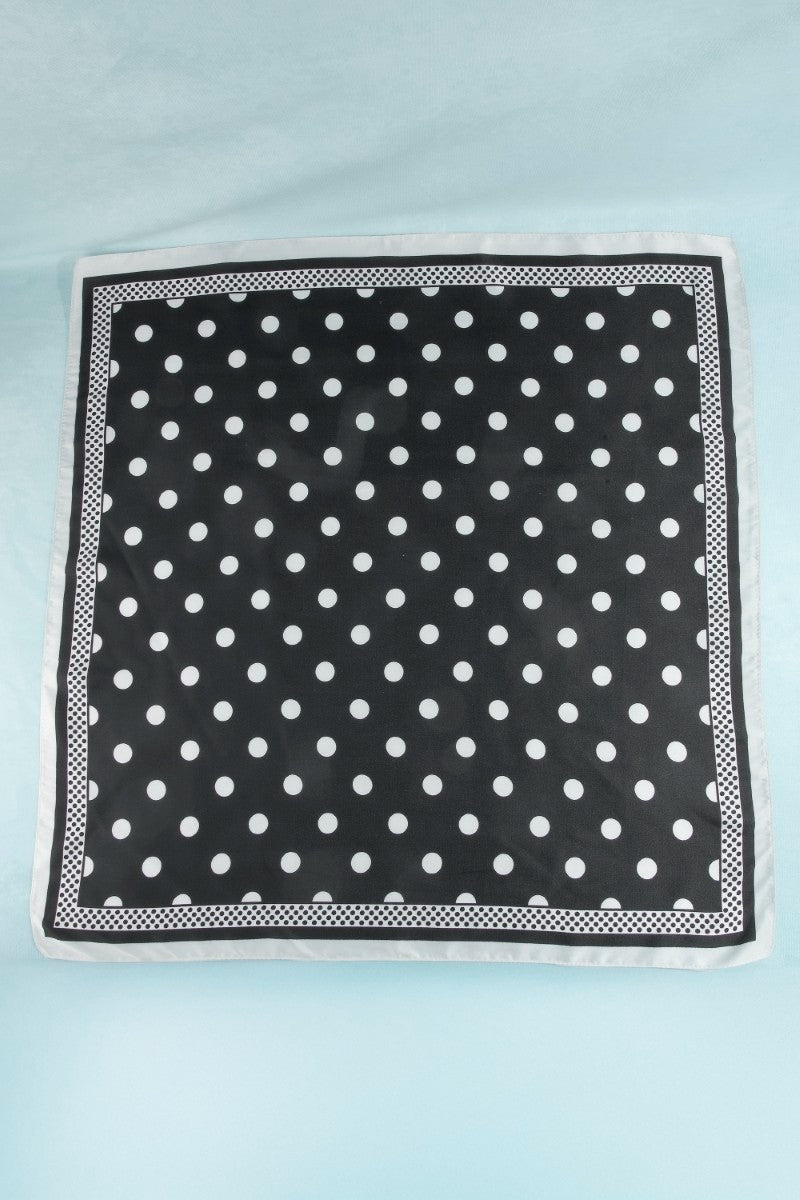 Blk & Wht Polka Dot Border Print Scarf
